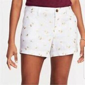 Old Navy Everyday Linen Blend Gold Palm Trees Shorts